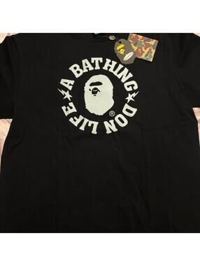 BAPE A Bathing Ape Graphic Cotton T-Shirt Black Men Large